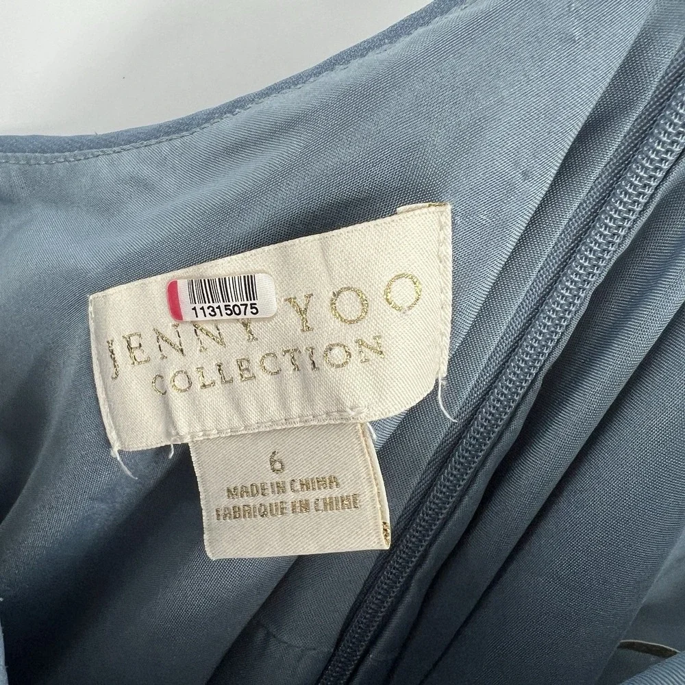 Jenny Yoo Inesse Chiffon Gown Size 6 Bridesmaid Dress Stormy Blue Gray Wedding